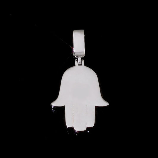 HAMSA HAND PENDANT - WHITE GOLD