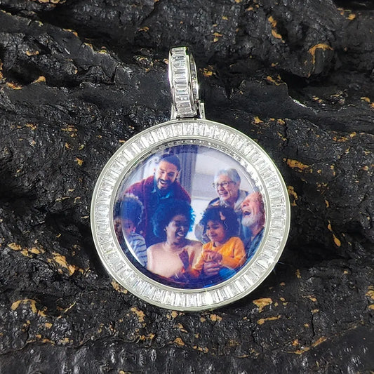CUSTOM ROUND BAGUETTE PICTURE PENDANT