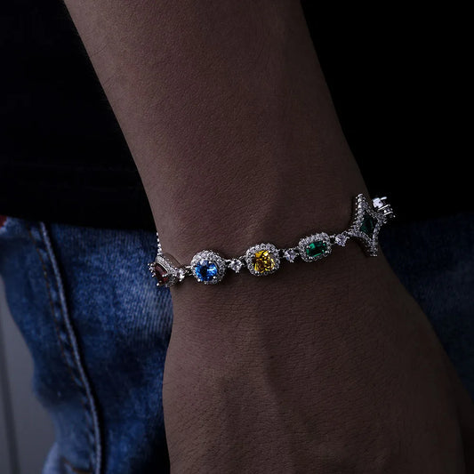 CRYSTAL GEMSTONE BRACELET - WHITE GOLD