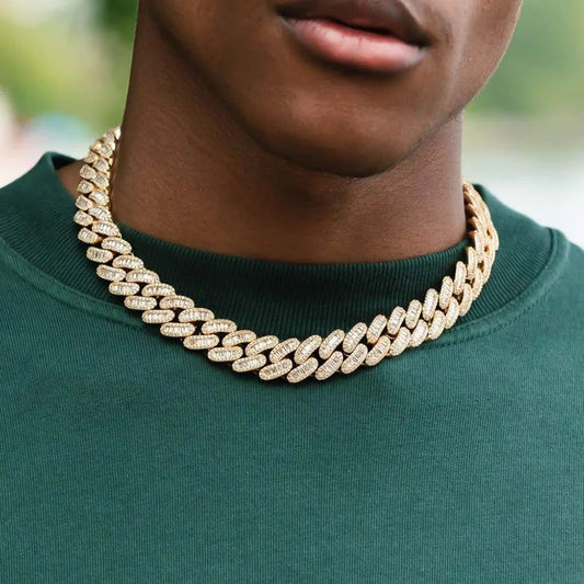 15MM IMPERIAL PRONG-SET CUBAN CHAIN - GOLD