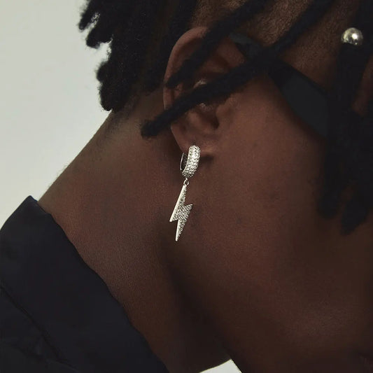 ICED OUT LIGHTNING HOOP EARRINGS - ONLY ICE