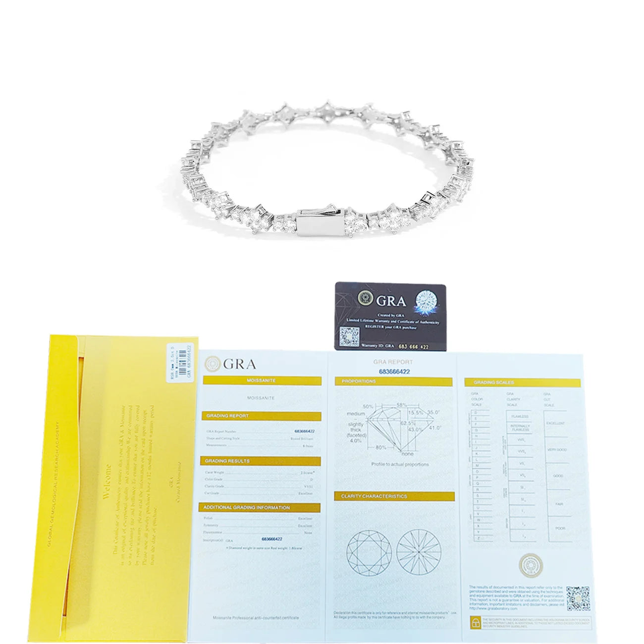 VVS MOISSANITE FLOWER TENNIS BRACELET