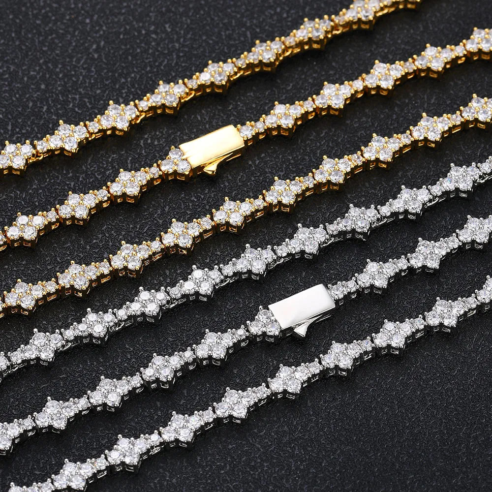 FLOWER TENNIS BRACELET CHAIN - ONLY ICE