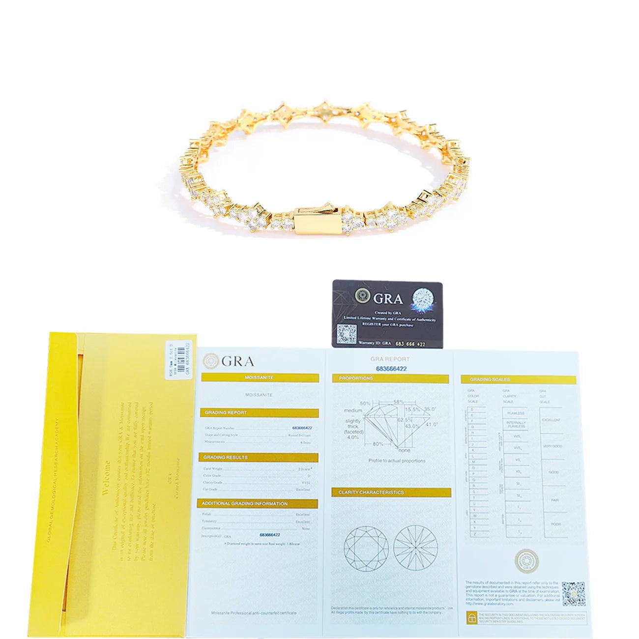 VVS MOISSANITE FLOWER TENNIS BRACELET