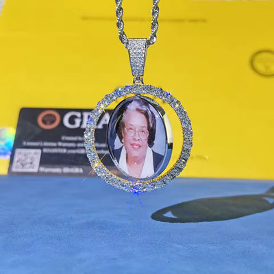 CUSTOM ROTATING PHOTO PENDANT - VVS MOISSANITE