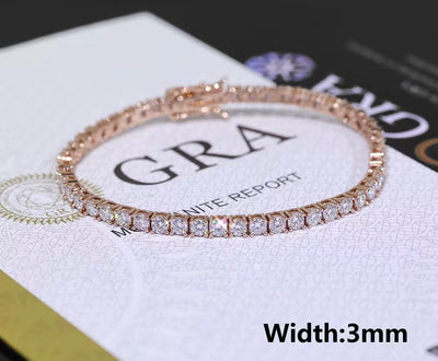 3MM VVS MOISSANITE TENNIS BRACELET - ROSE GOLD