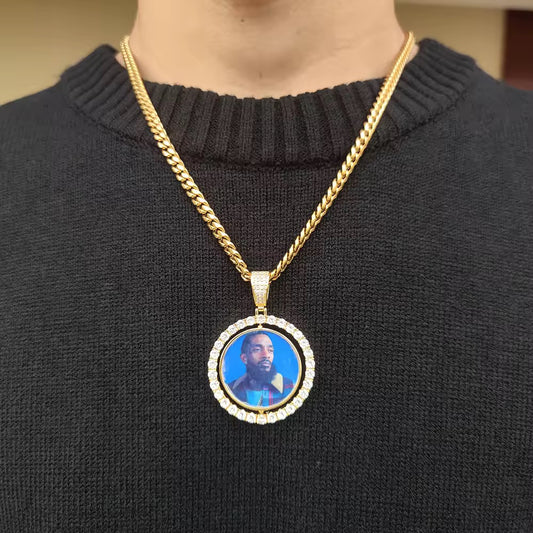 CUSTOM DOUBLE-SIDED ROTATING PHOTO PENDANT