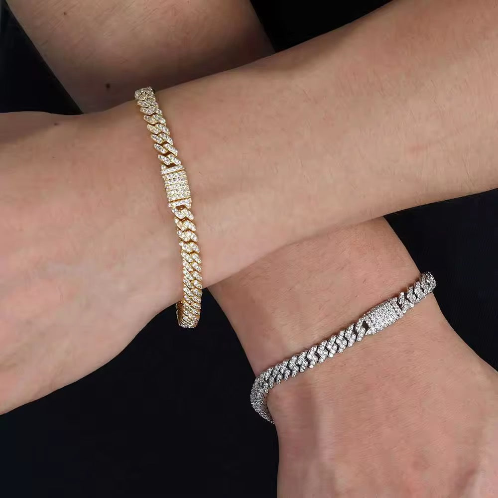 6MM ICED CUBAN BRACELET - GOLD