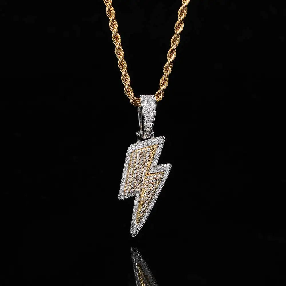 ICED OUT LIGHTNING PENDANT NECKLACE