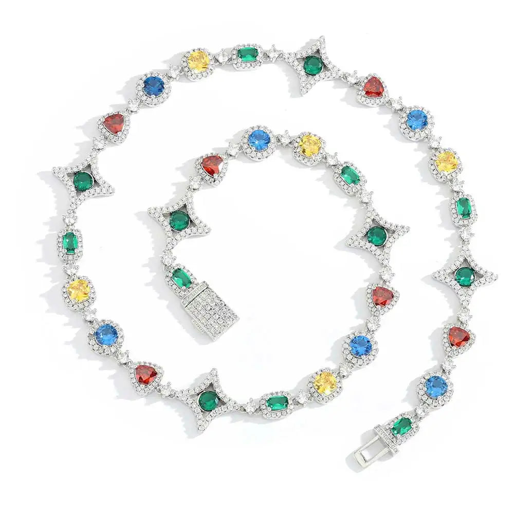 CRYSTAL GEMSTONE CHAIN - WHITE GOLD