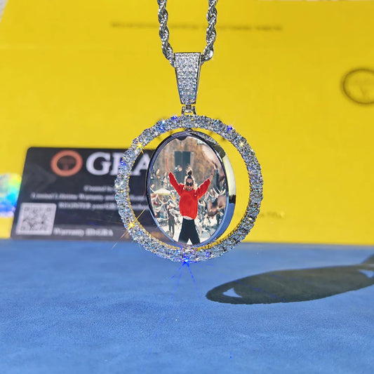 CUSTOM ROTATING PHOTO PENDANT - VVS MOISSANITE