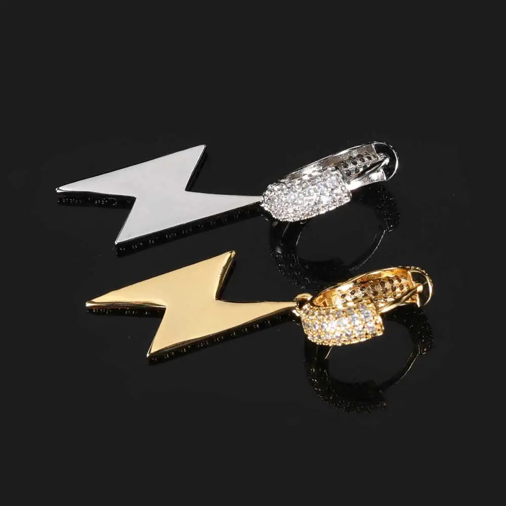 ICED OUT LIGHTNING HOOP EARRINGS - ONLY ICE