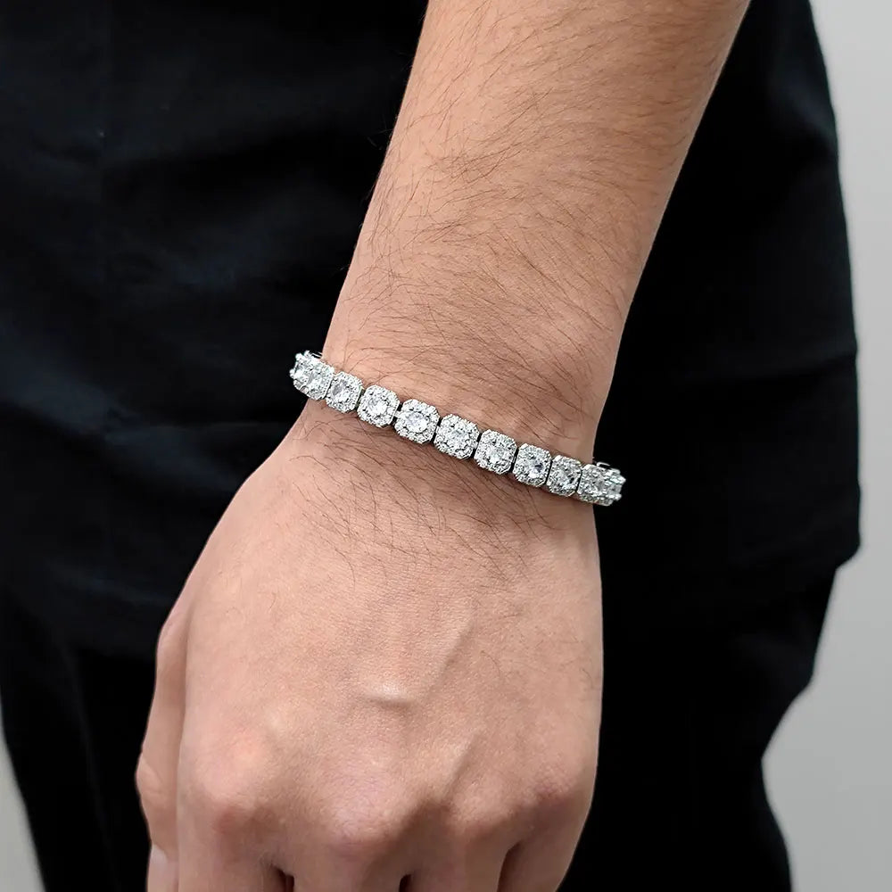 CLUSTERED TENNIS BRACELET - WHITE GOLD