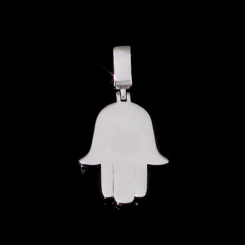 HAMSA HAND PENDANT - WHITE GOLD
