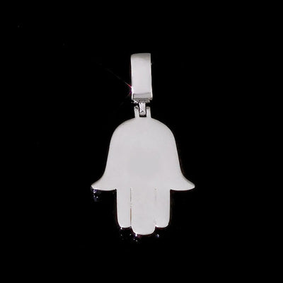 HAMSA HAND PENDANT - WHITE GOLD