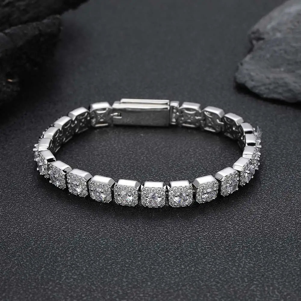 CLUSTERED TENNIS BRACELET - WHITE GOLD