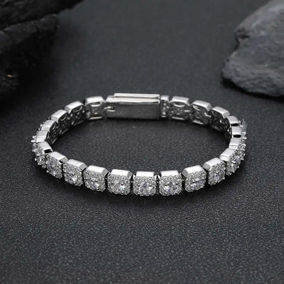 CLUSTERED TENNIS BRACELET - WHITE GOLD