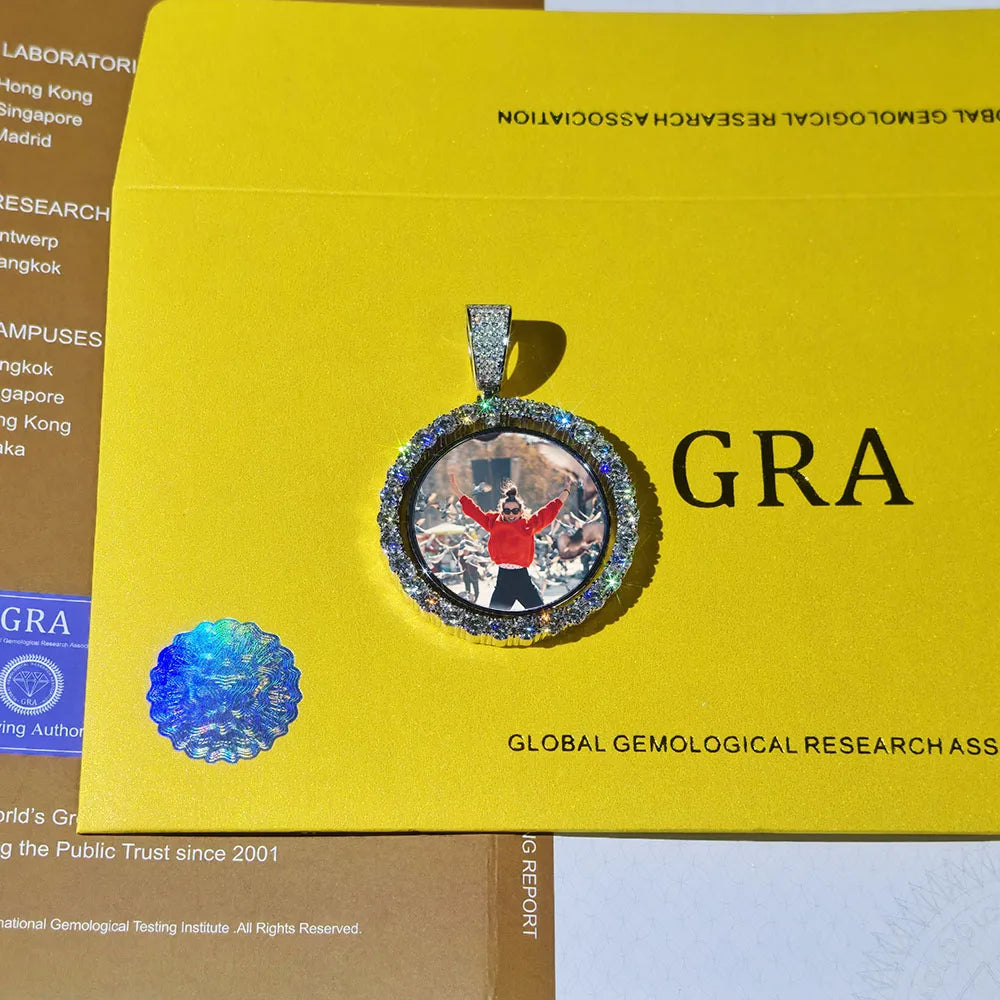 CUSTOM ROTATING PHOTO PENDANT - VVS MOISSANITE