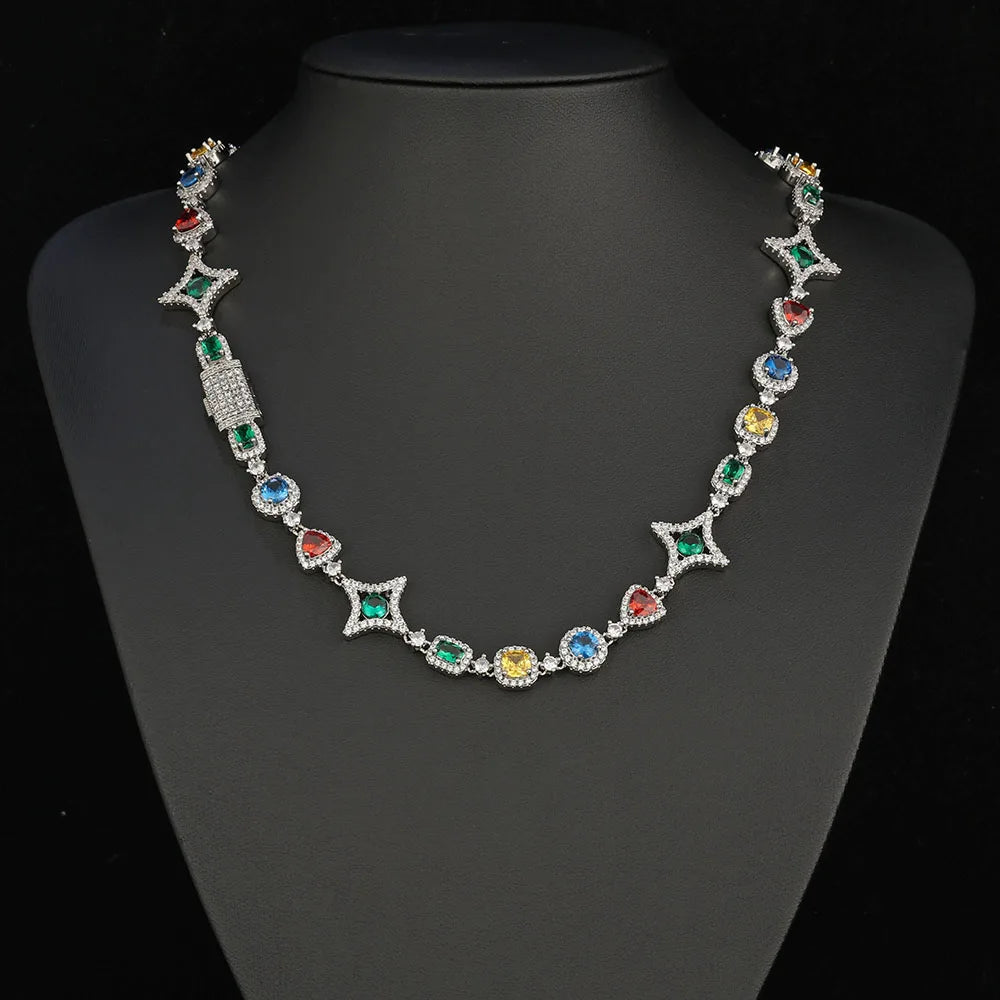 CRYSTAL GEMSTONE CHAIN - WHITE GOLD