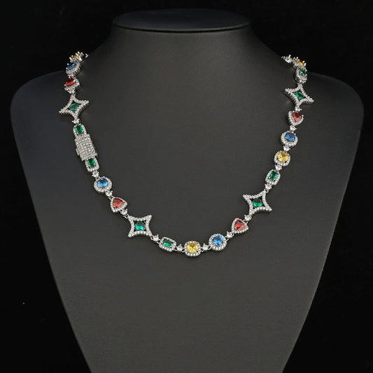 CRYSTAL GEMSTONE CHAIN - WHITE GOLD