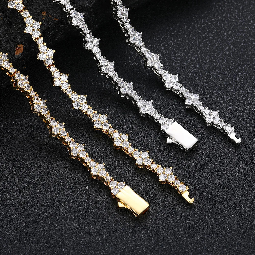 FLOWER TENNIS BRACELET CHAIN - ONLY ICE
