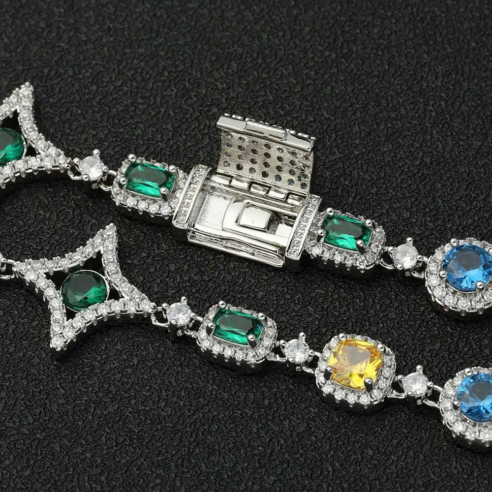 CRYSTAL GEMSTONE CHAIN - WHITE GOLD