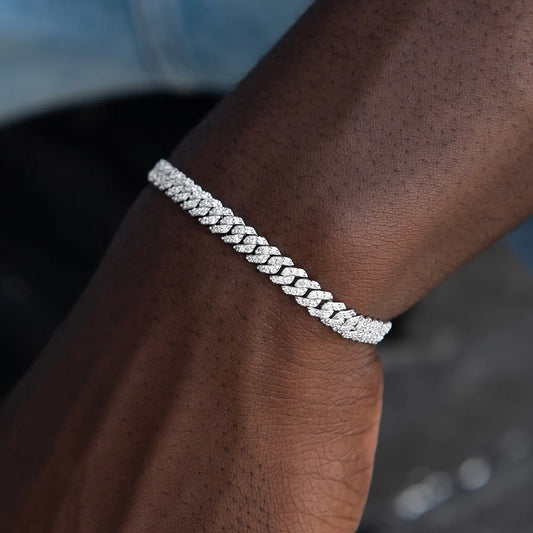 6MM ICED CUBAN BRACELET - WHITE GOLD