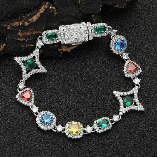CRYSTAL GEMSTONE BRACELET - WHITE GOLD