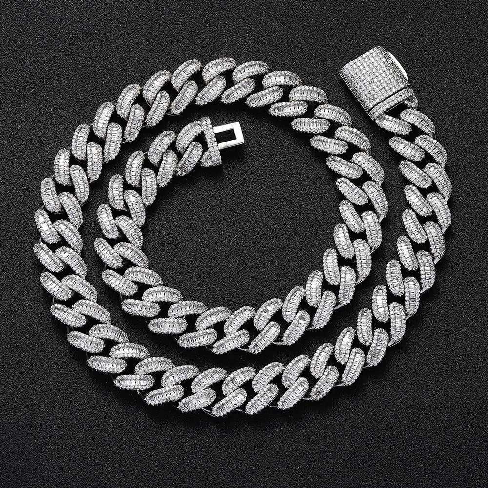 15MM IMPERIAL PRONG-SET CUBAN CHAIN - WHITE GOLD