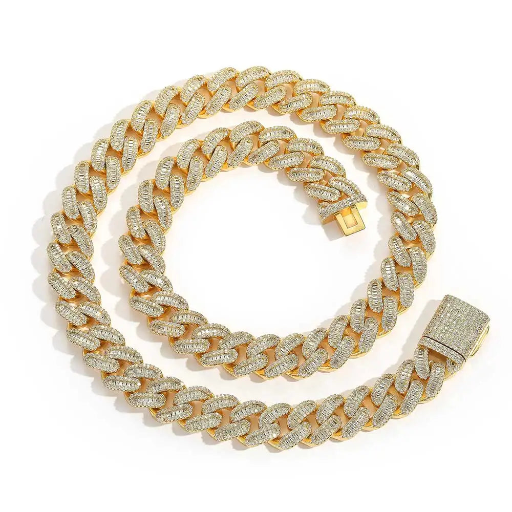 15MM IMPERIAL PRONG-SET CUBAN CHAIN - GOLD