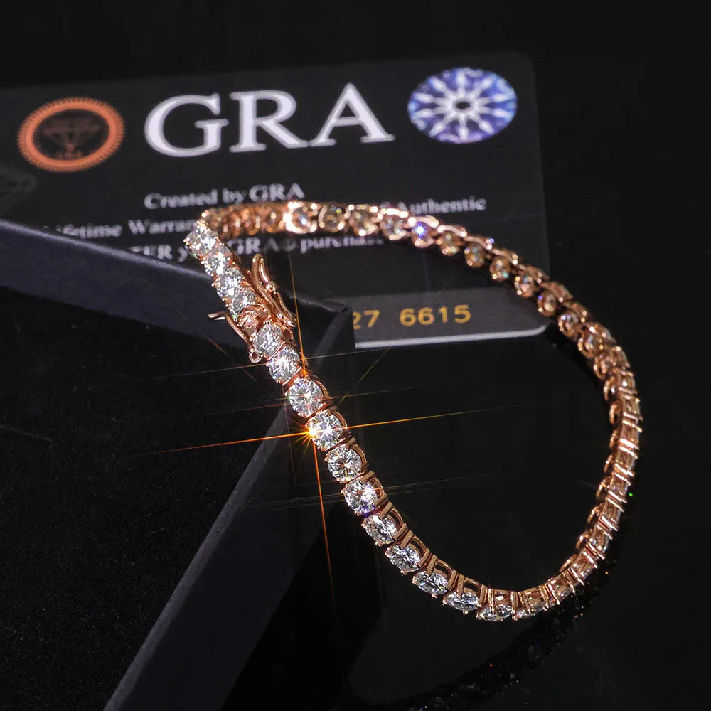 4MM VVS MOISSANITE TENNIS BRACELET - ROSE GOLD