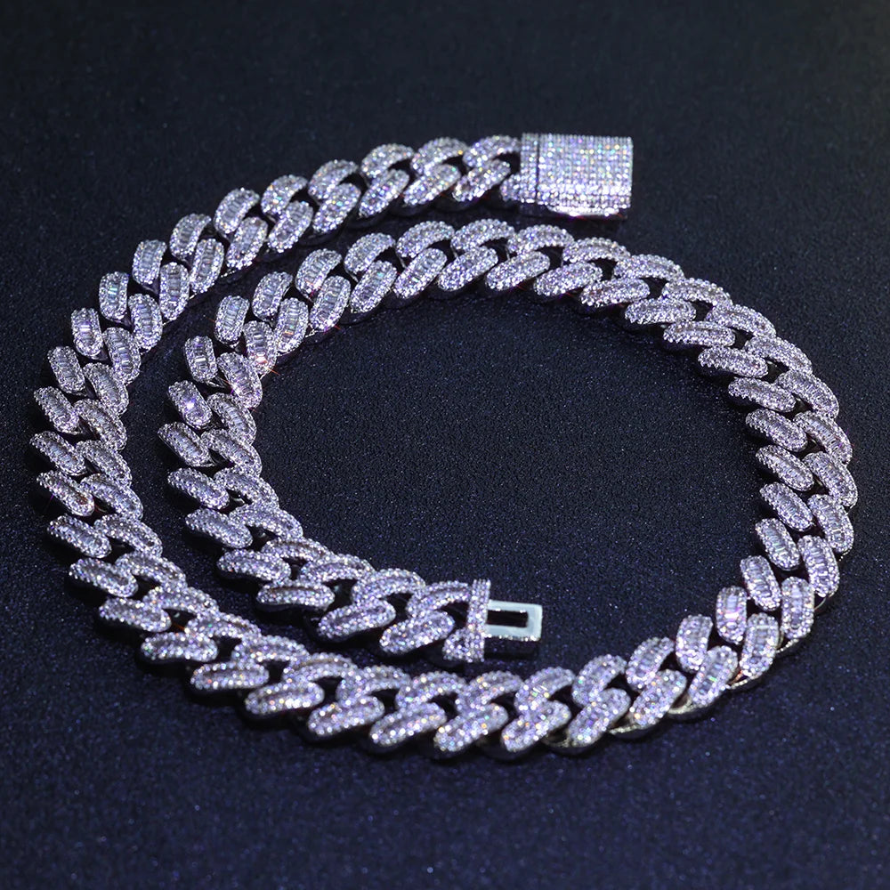 15MM IMPERIAL PRONG-SET CUBAN CHAIN - WHITE GOLD