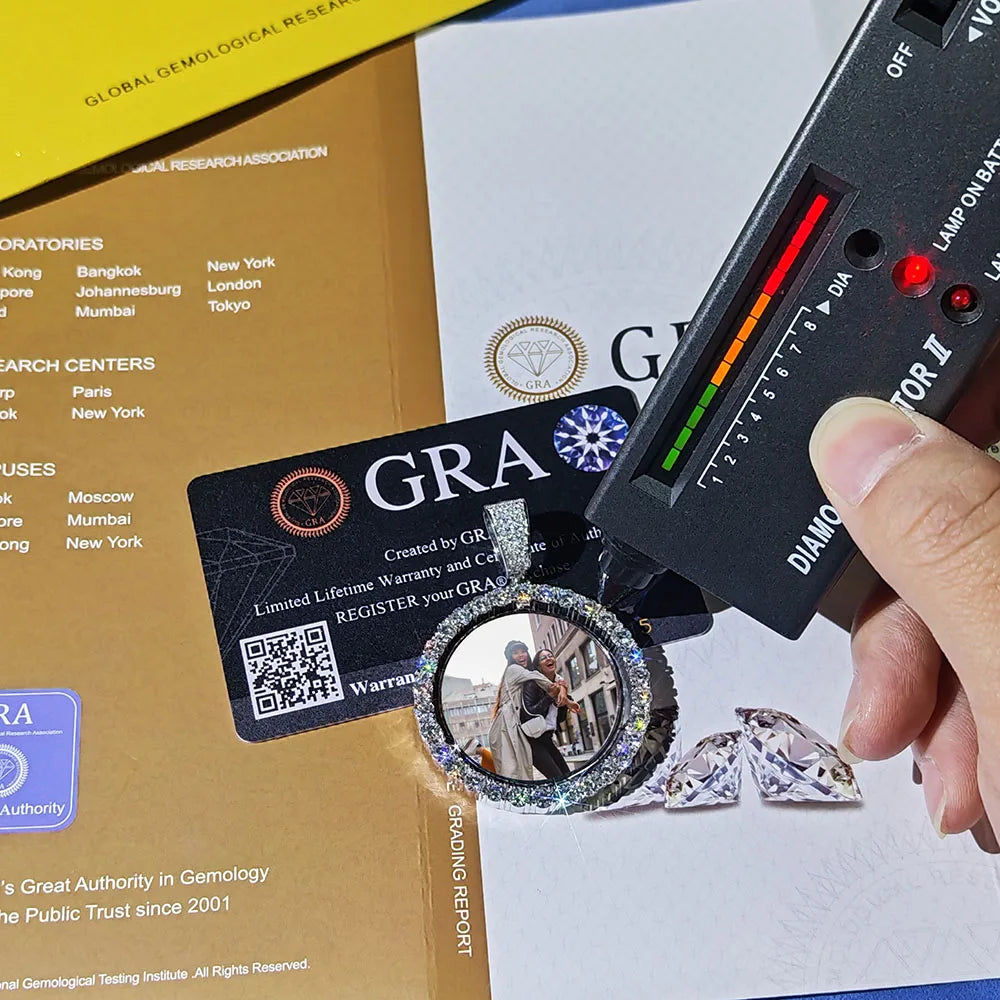 CUSTOM ROTATING PHOTO PENDANT - VVS MOISSANITE